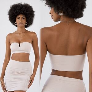 NWT Klassy Network Women's S Brami V Tube Top Shell Beige